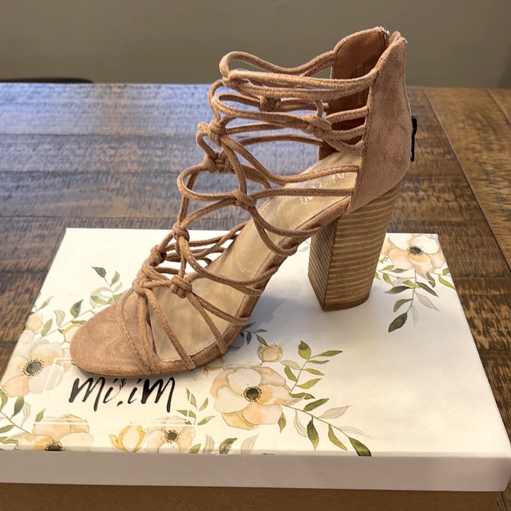 Faux Suede Heeled Sandal, Clara Rose, Size 8.5